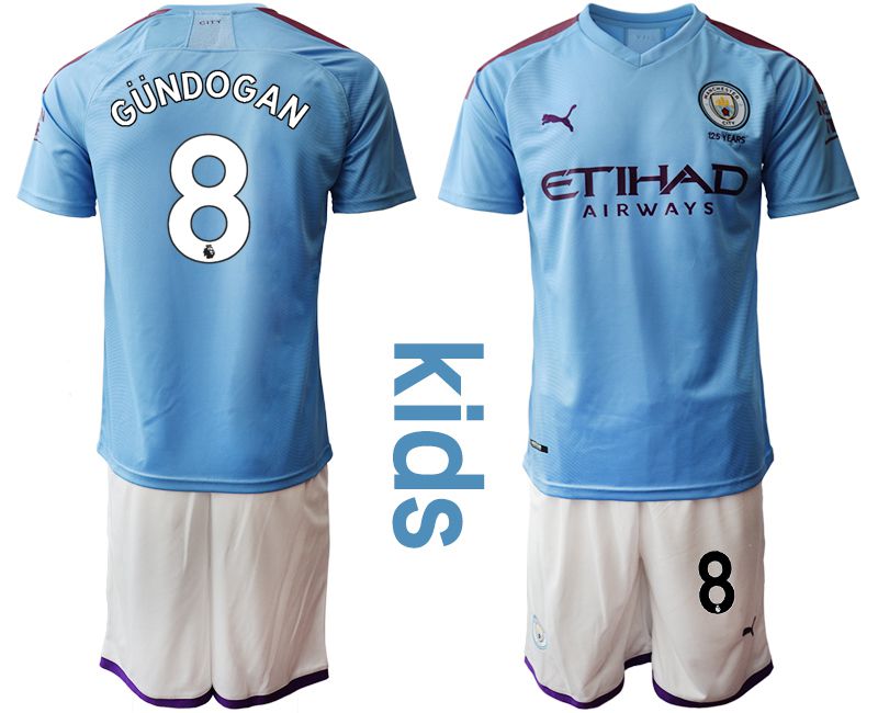 Youth 2019-2020 club Manchester City home #8 blue Soccer Jerseys->barcelona jersey->Soccer Club Jersey